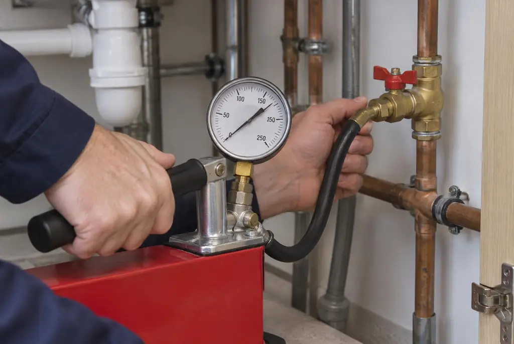 Lekdetectie Diemen – druktest op een waterleiding met een manometer