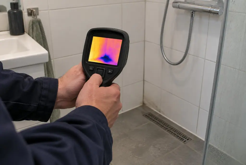 Lekdetectie Diemen – lekdetectiespecialist met warmtebeeldcamera in een badkamer