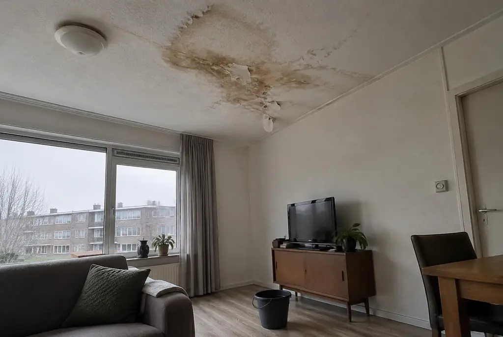 Lekdetectie Diemen – vochtplek op het plafond onder een badkamer